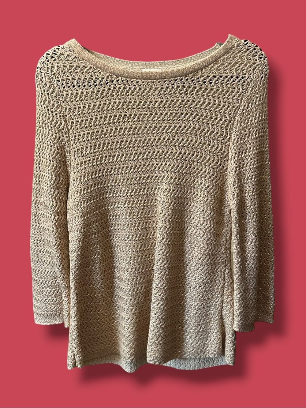 Chico's Open-Weave Scoop-Neck Sweater in Beige